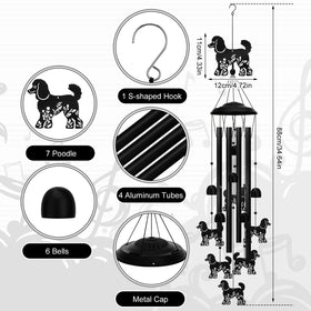 GGSTDDUP poodle wind chimes close-up of aluminum tubes for durable sound.