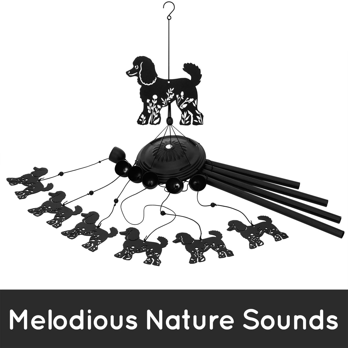 GGSTDDUP wind chimes hung with sturdy rope on a sunny garden wall.