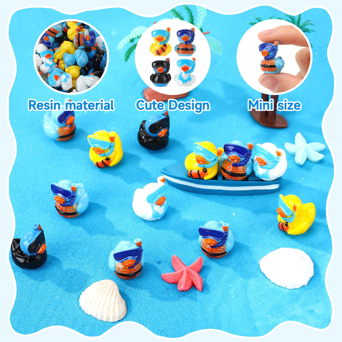 GGSTDDUP mini ducks with snorkeling themes brighten aquarium displays