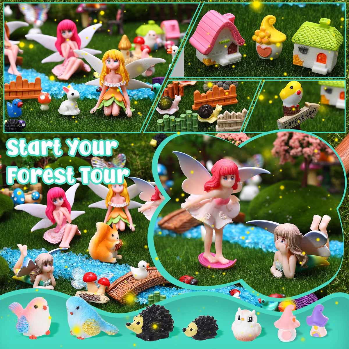 GGSTDDUP tiny bridge and pond accents create realistic fairy garden views