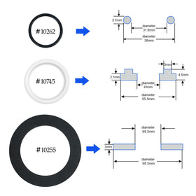 GGTE valve washers kit with 10745, 10255, 10262 for complete sealing