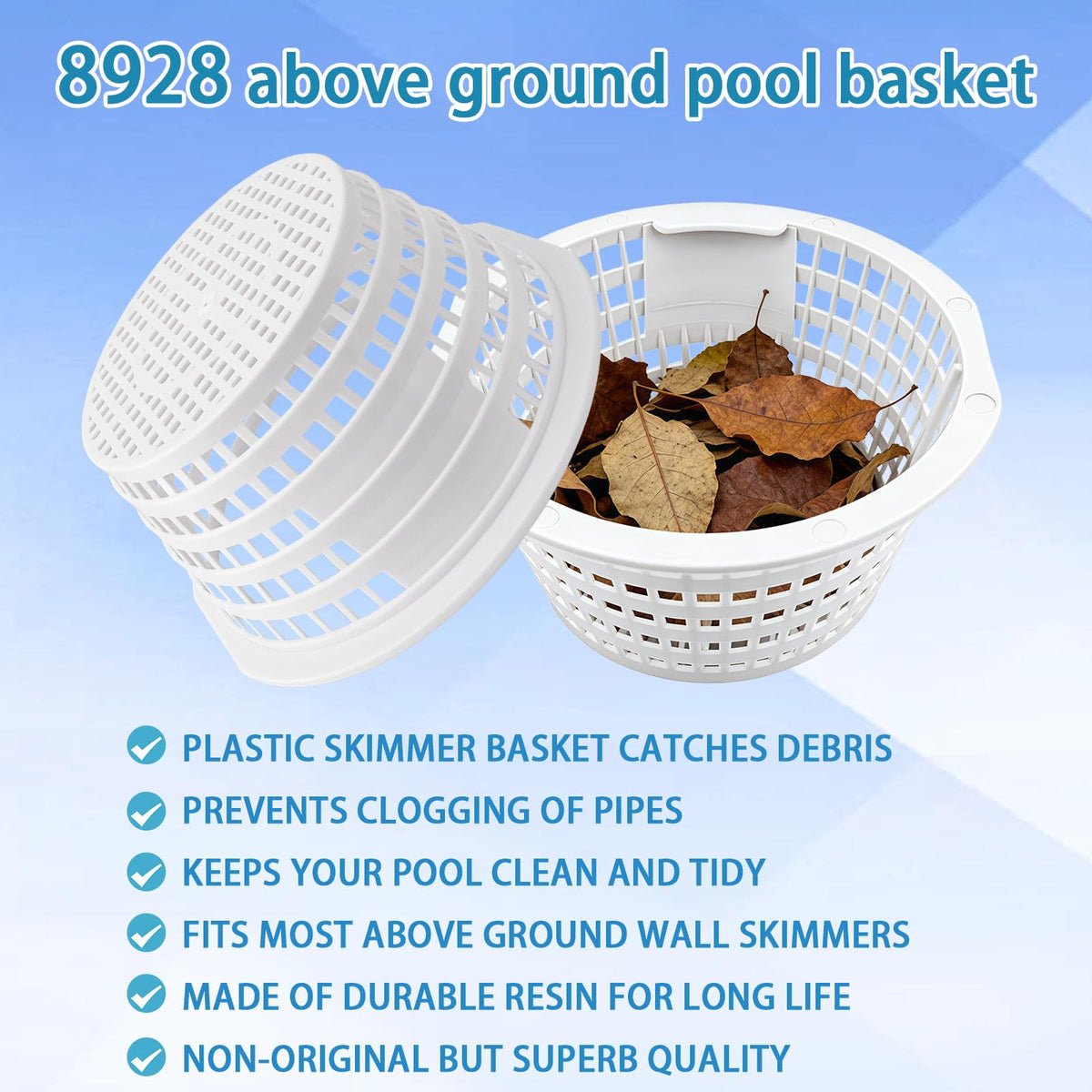 GGTE skimmer basket compact design, easy removal under skimmer cover