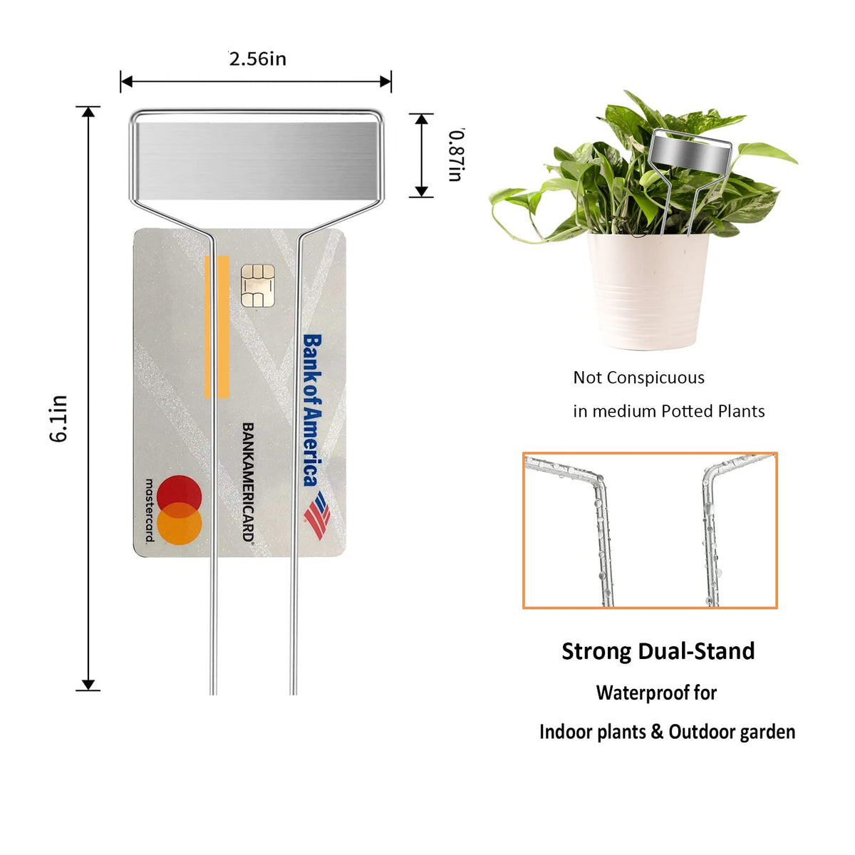 GHAMYEE metal plant markers made from durable aluminum, copper, and stainless steel.