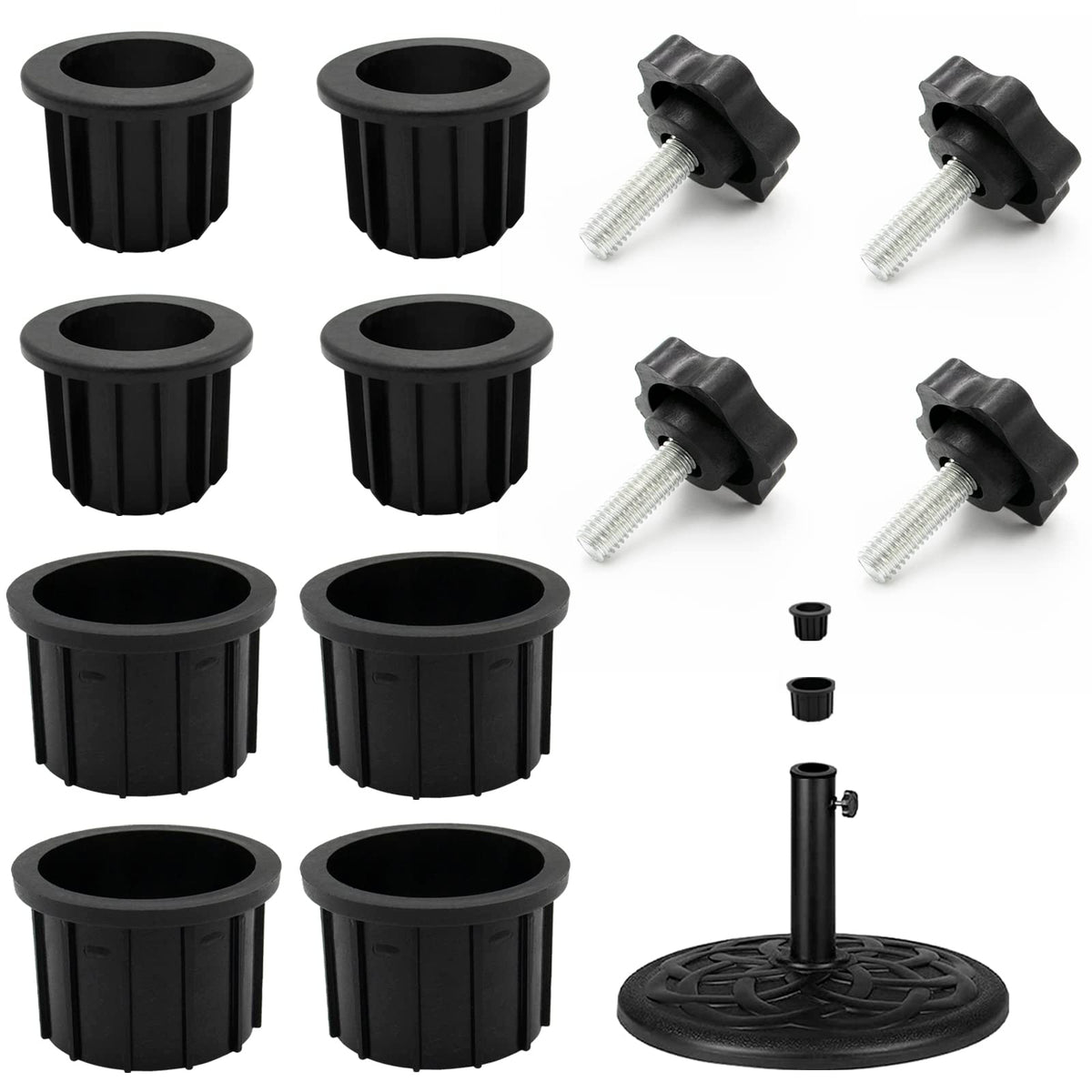GHAMYEE umbrella base ring 1.95 inch fits bases securely, stabilizing patio setups.