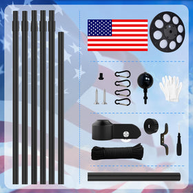 GHOSOONE flagpole with pulley system enabling easy two-flag operation
