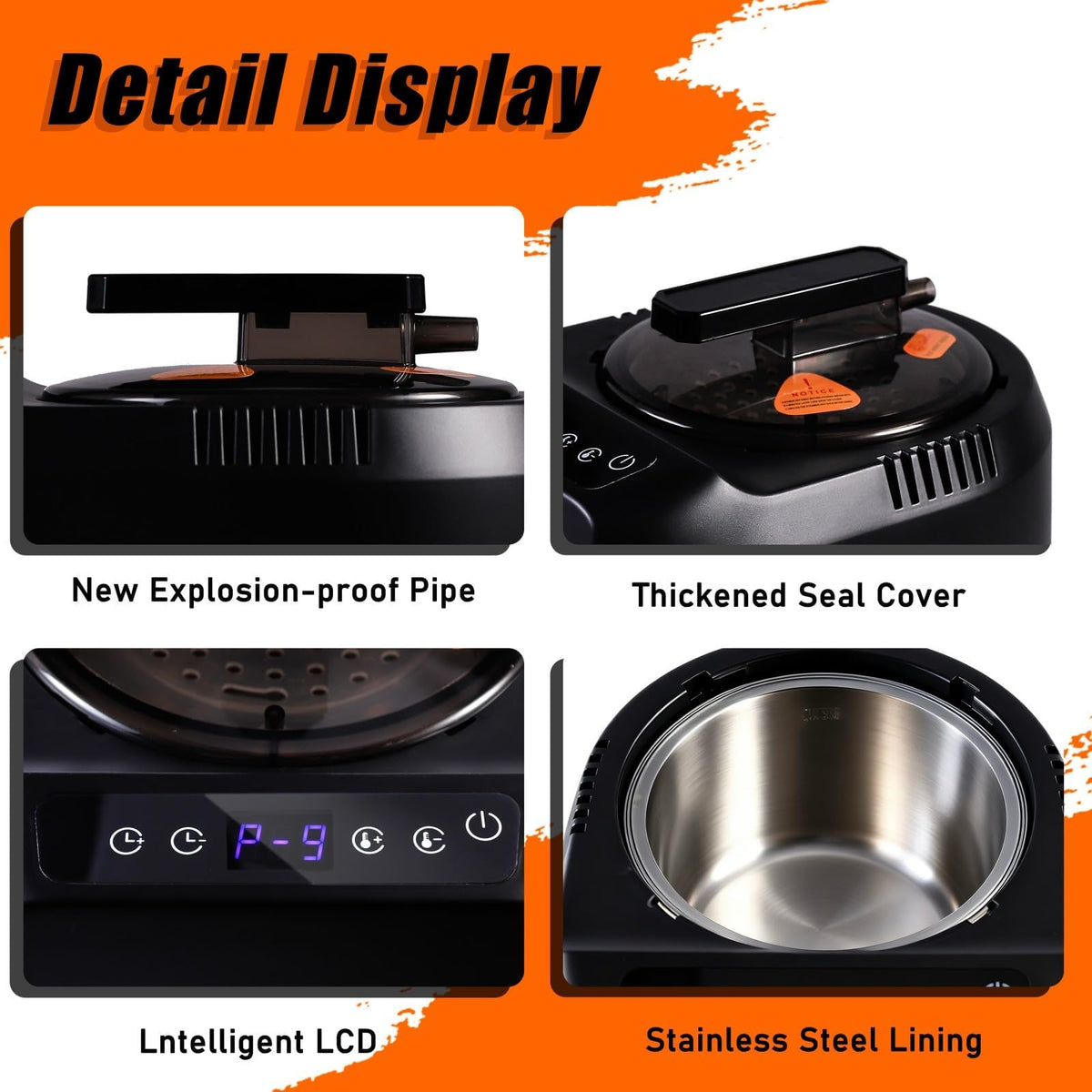 GHOSOONE 304 stainless steel liner resists heat and corrosion for longevity.