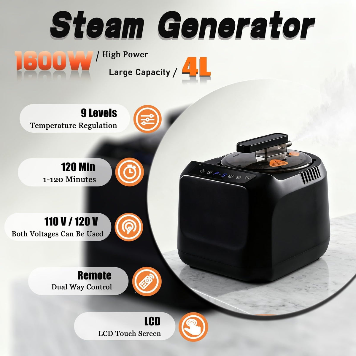 GHOSOONE remote control for adjusting steam and time from your seat.