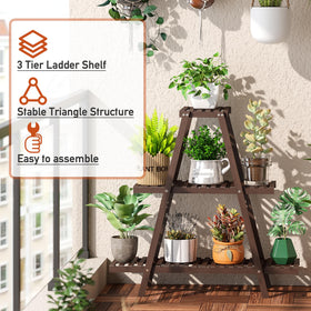 GHWIE balcony patio plant display rack for easy outdoor arrangement.