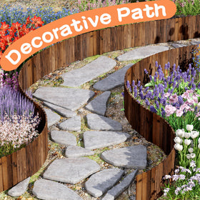 GHWIE wooden garden edging border defines a garden-path edge with neat lines.