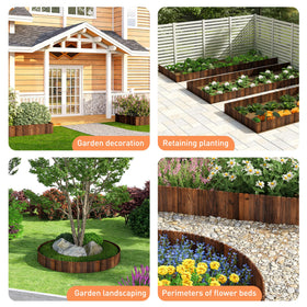 GHWIE wooden garden edging border showcases wood-grain detail for decorative landscape accents.