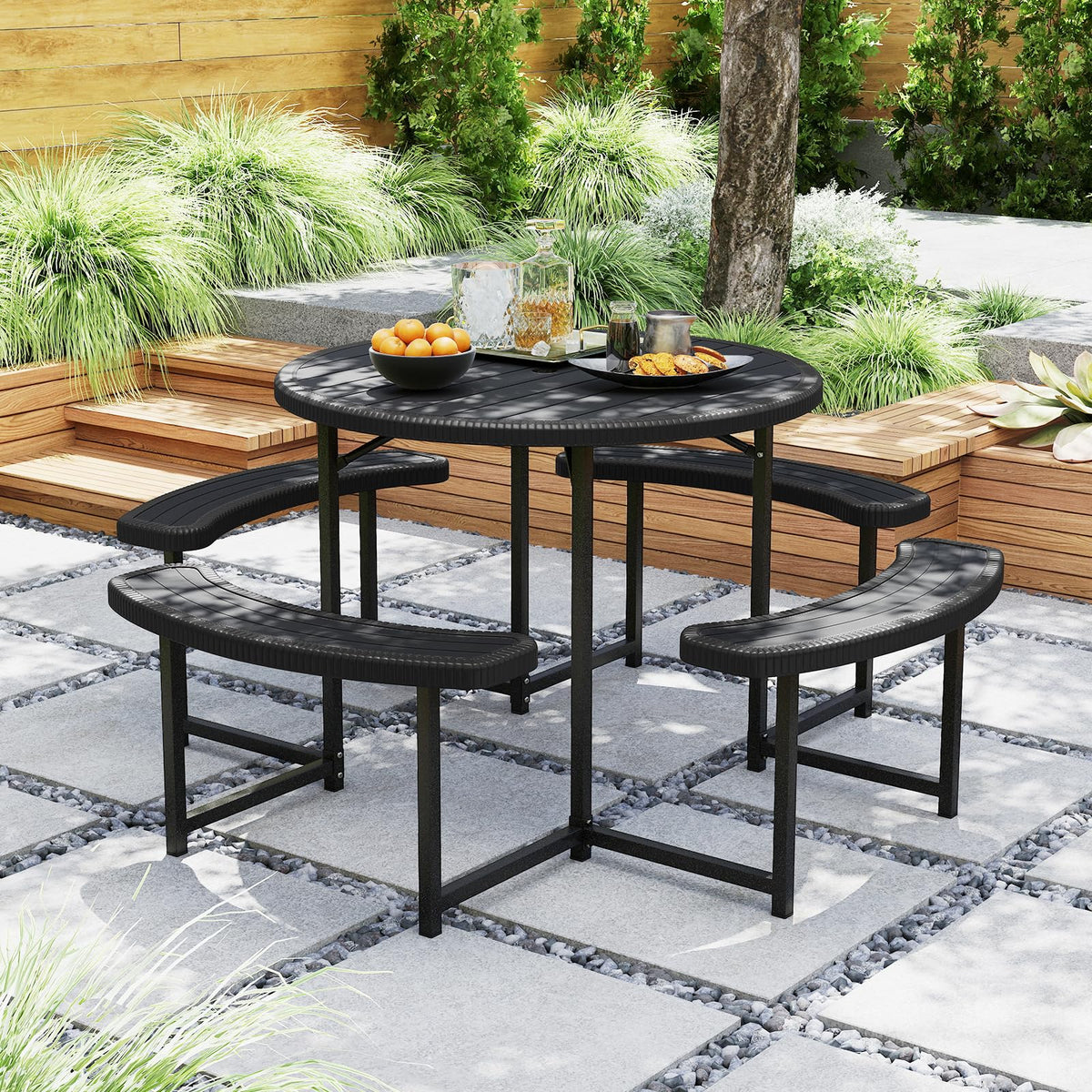Giantex 37 inch HDPE tabletop offering durable weather resistant dining surface