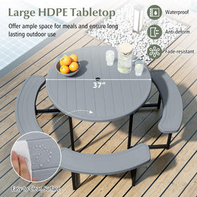 Giantex outdoor dining set shown with 37x8 inch benches.
