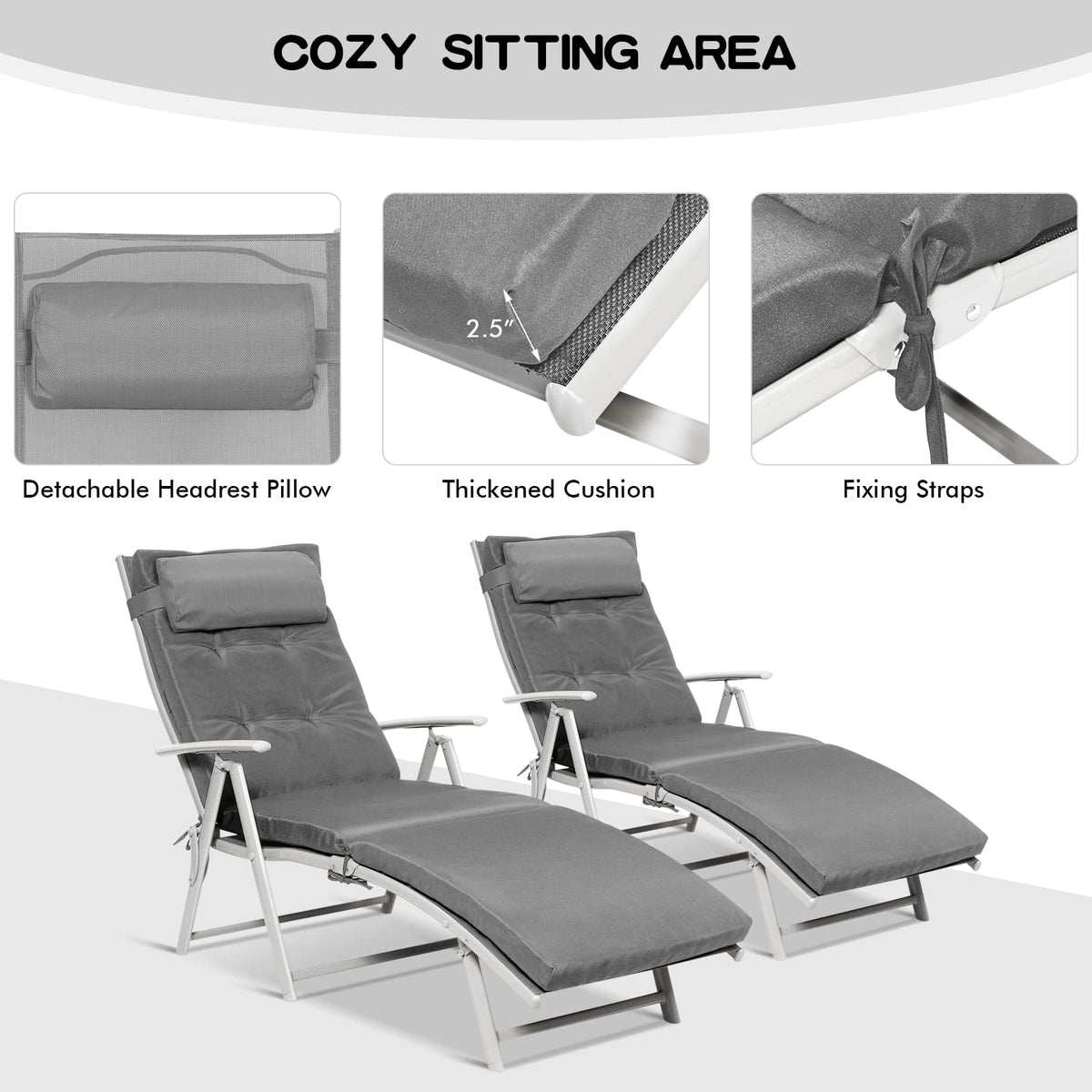 Giantex heavy-duty steel frame supports durable outdoor lounging.