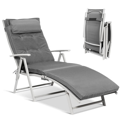 Giantex outdoor chaise lounge with 7-position backrest for customizable sunbathing comfort.