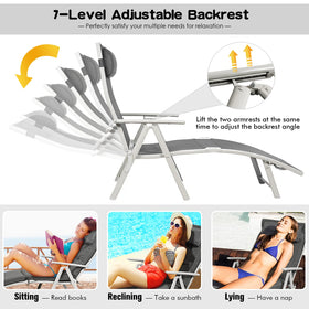 Giantex poolside chaise lounge folded for compact storage and portability.