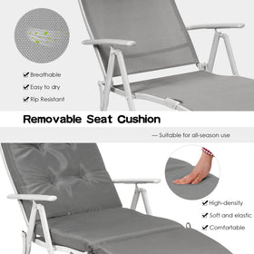 Giantex chaise lounge features removable cushion and headrest for easy cleaning.