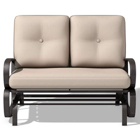 Giantex deck-friendly glider bench suitable for porch and garden spaces.