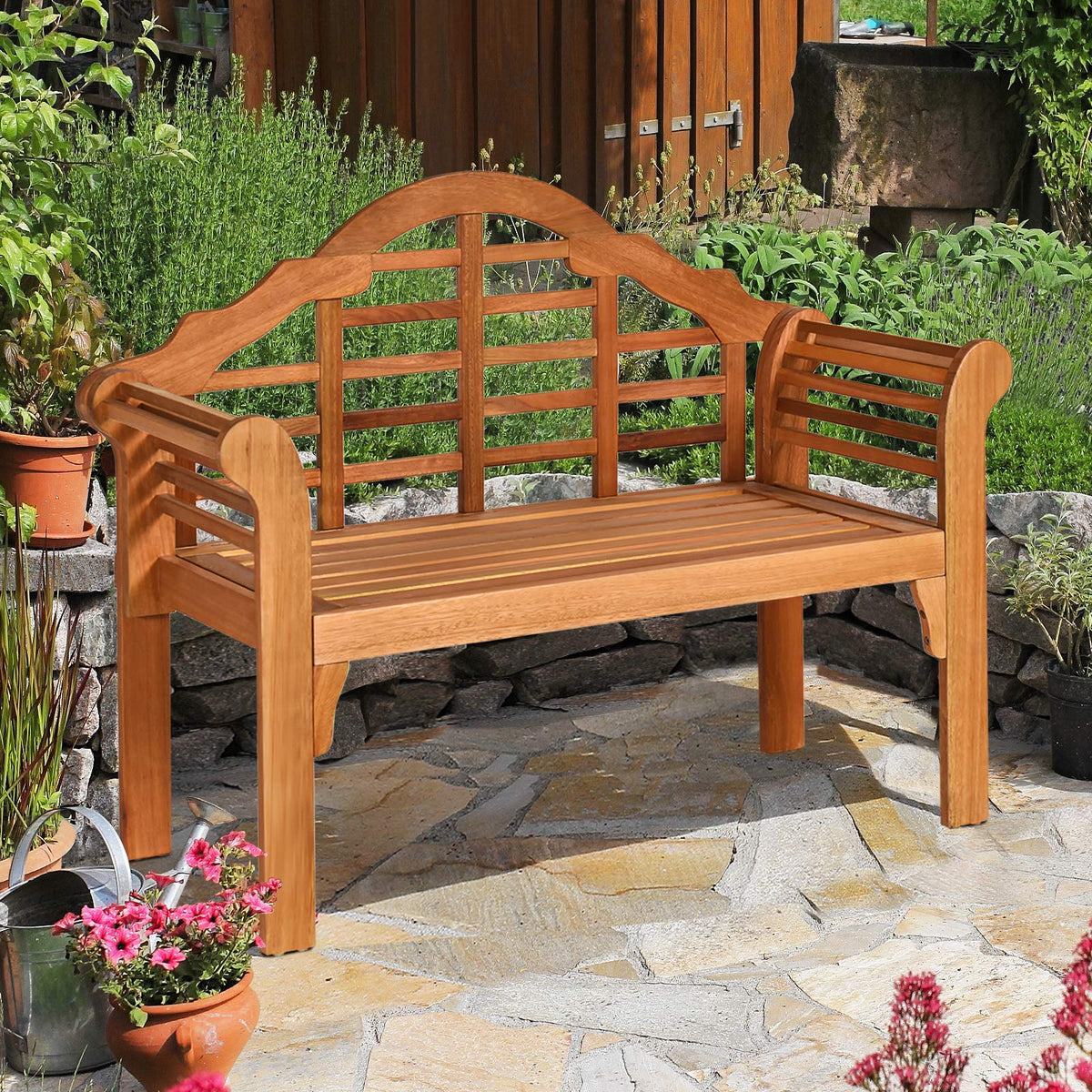 Giantex folding bench shown with simple assembly process.