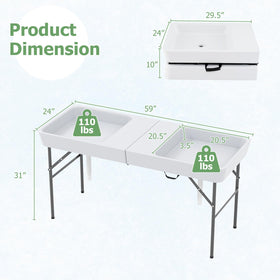 Giantex HDPE tabletop 59x24 inches resists weather and cracking