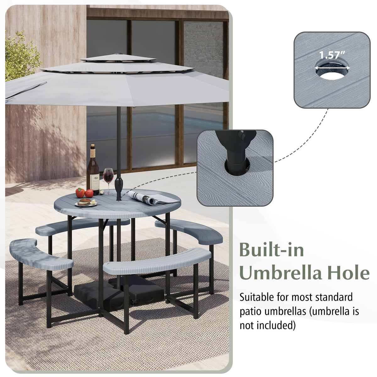 Giantex heavy-duty powder-coated frame provides stable outdoor seating.