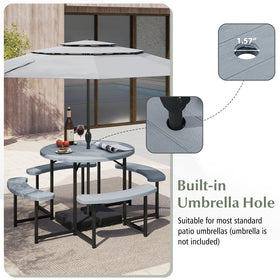 Giantex heavy-duty powder-coated frame provides stable outdoor seating.