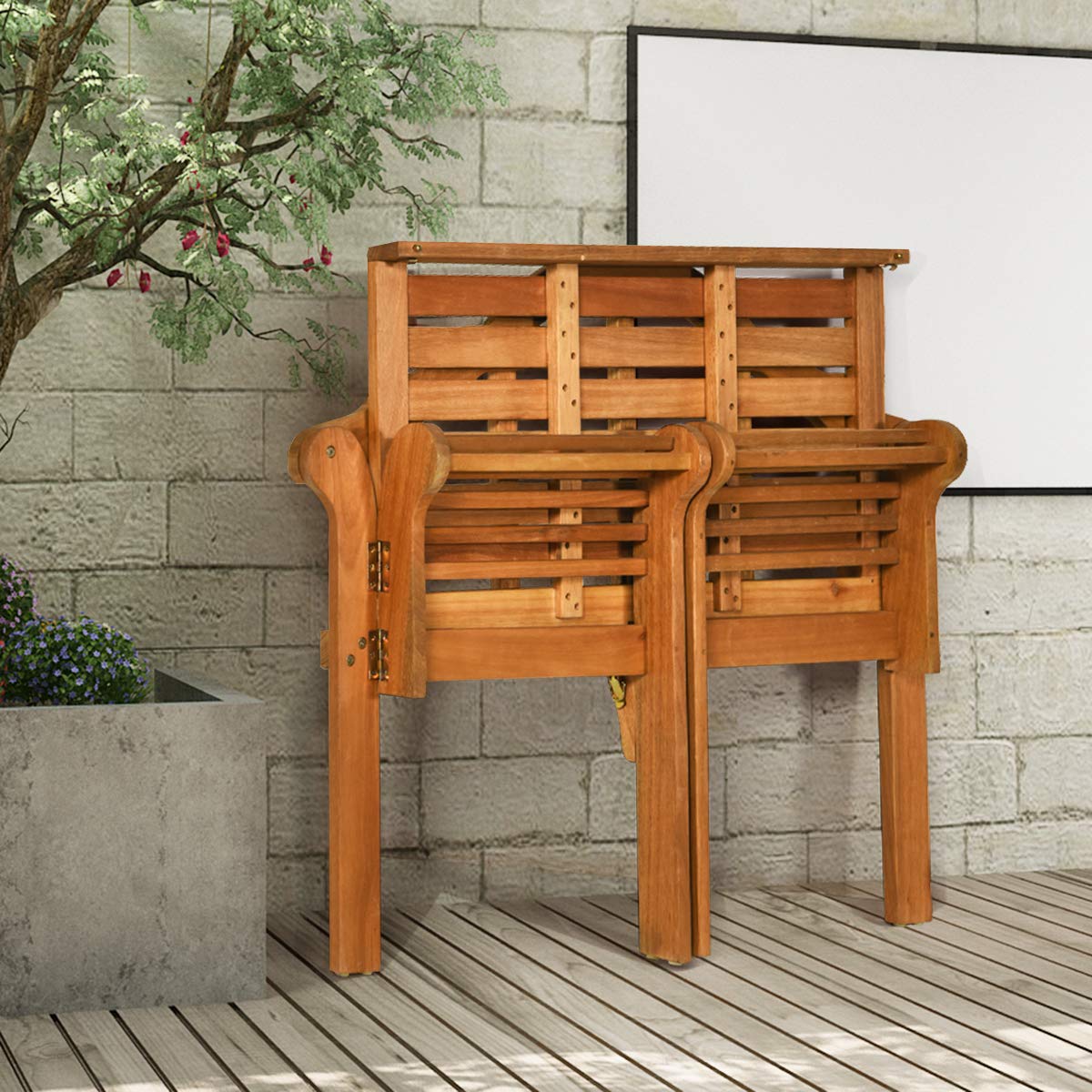 Giantex natural rustic finish enhances outdoor appeal.