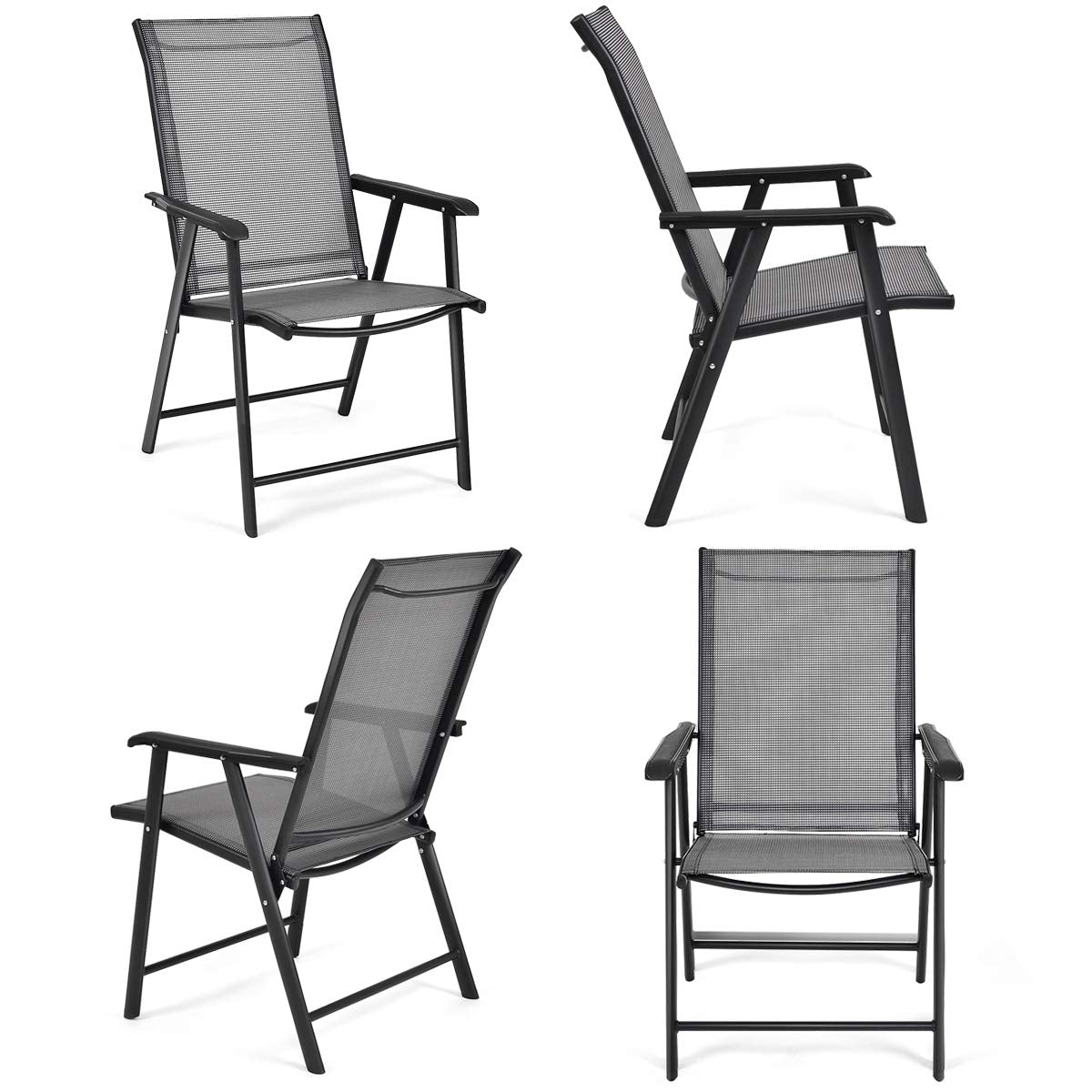 Giantex neutral gray chairs complement any outdoor setting.