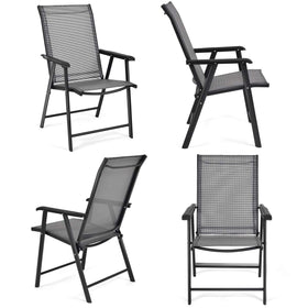 Giantex neutral gray chairs complement any outdoor setting.
