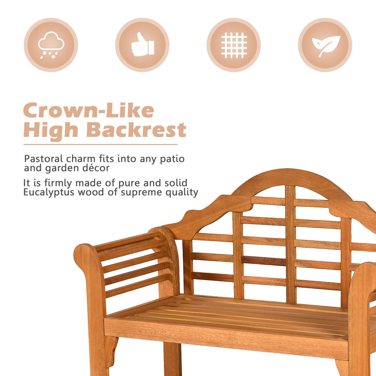 Giantex bench on patio adds rustic charm and seating.