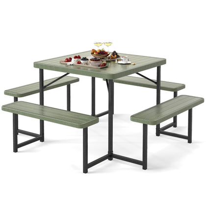 Giantex picnic table bench set top view showing large 63x63 inch surface for group outdoor dining