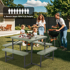 Giantex picnic table with benches attached demonstrating stable square layout