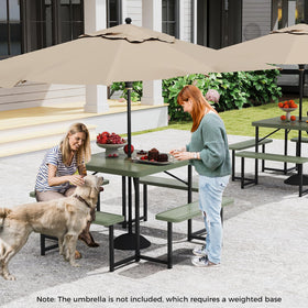 Giantex picnic table umbrella hole close-up highlighting built-in shade option