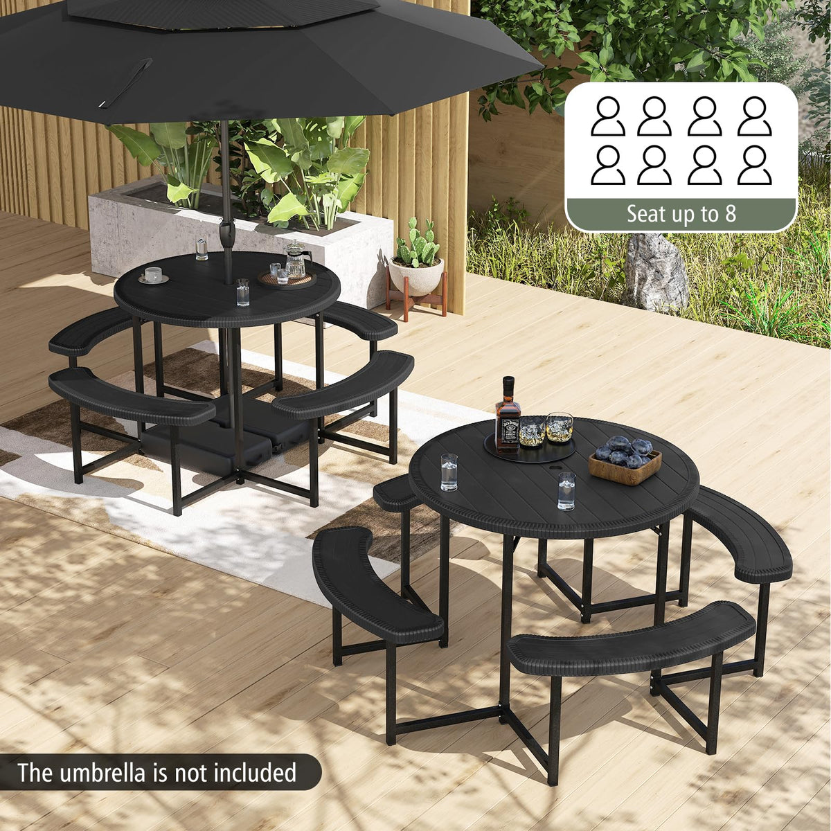 Giantex picnic table with removable seat enables wheelchair access and flexible seating