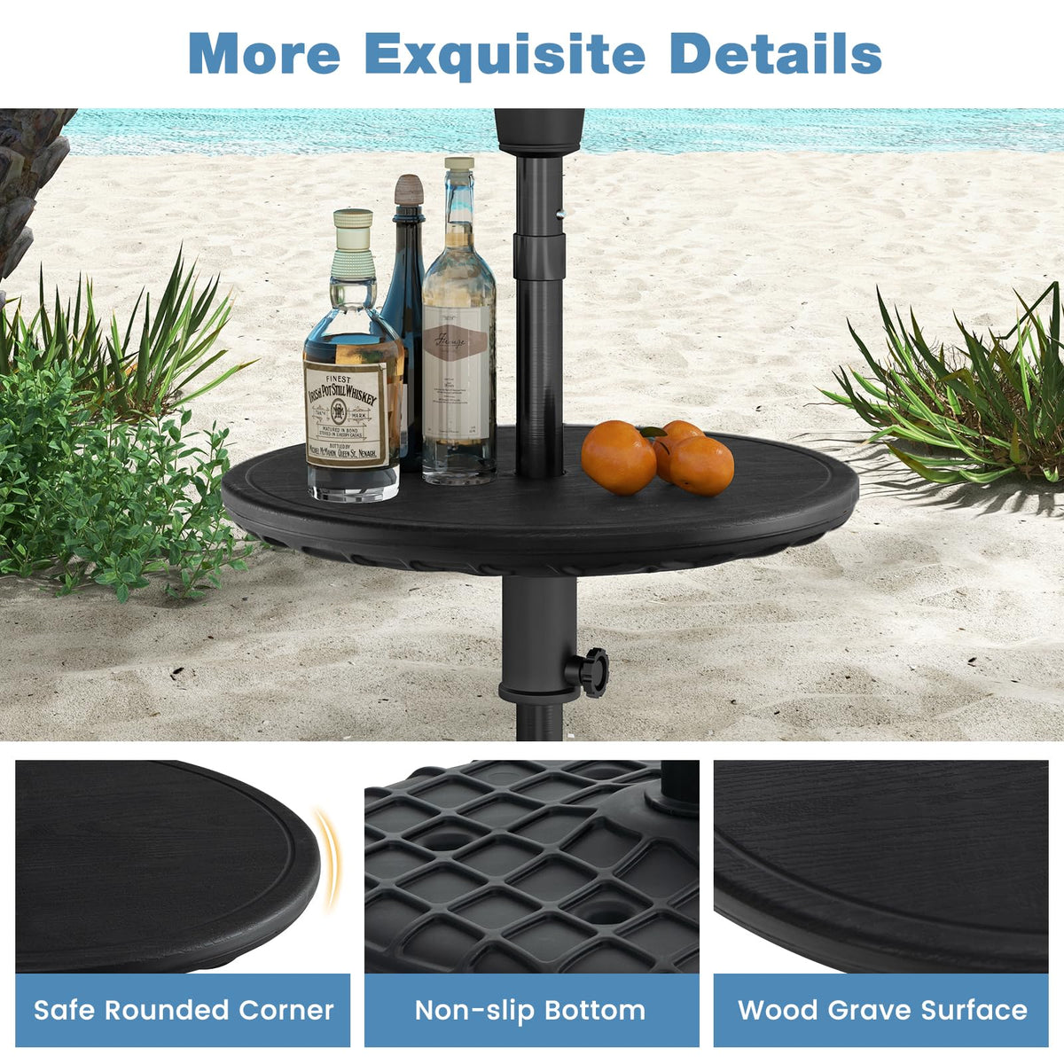 Lightweight Giantex table easy to move between patio, deck, and poolside.