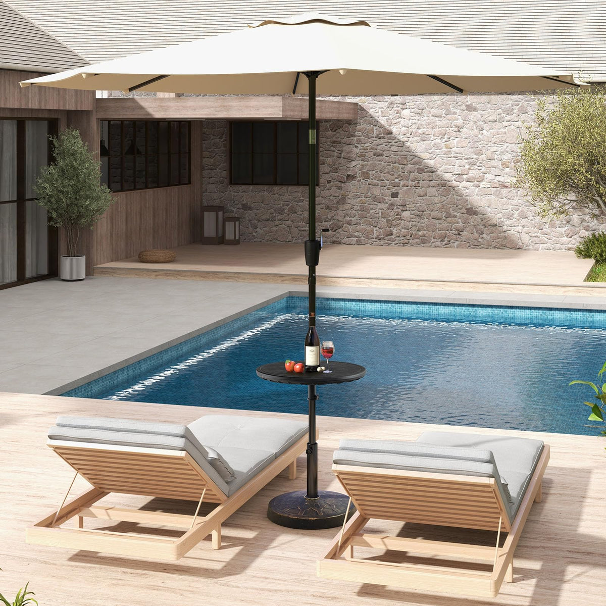 Generous Giantex table top space for drinks, snacks, and devices during outdoor gatherings.