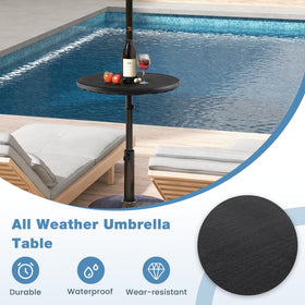 Close-up of Giantex umbrella hole showing a 1.5-inch pole fit and stable base.