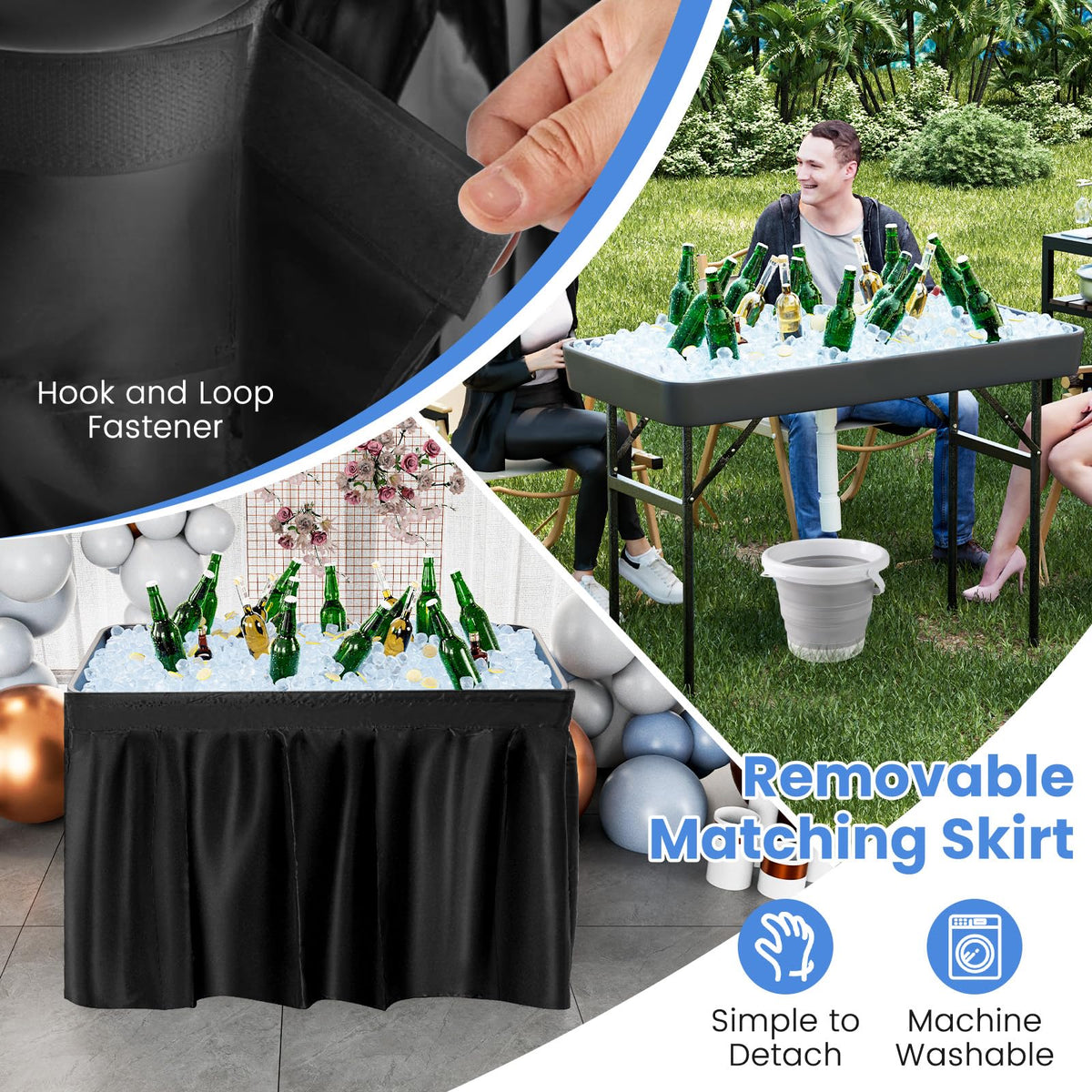 Giantex waterproof tabletop and legs resist splashes for outdoor use