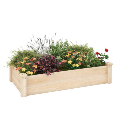 Giantex wooden raised garden bed front view shows natural fir wood.