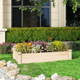 Giantex wooden raised garden bed side view highlighting sturdy frame.