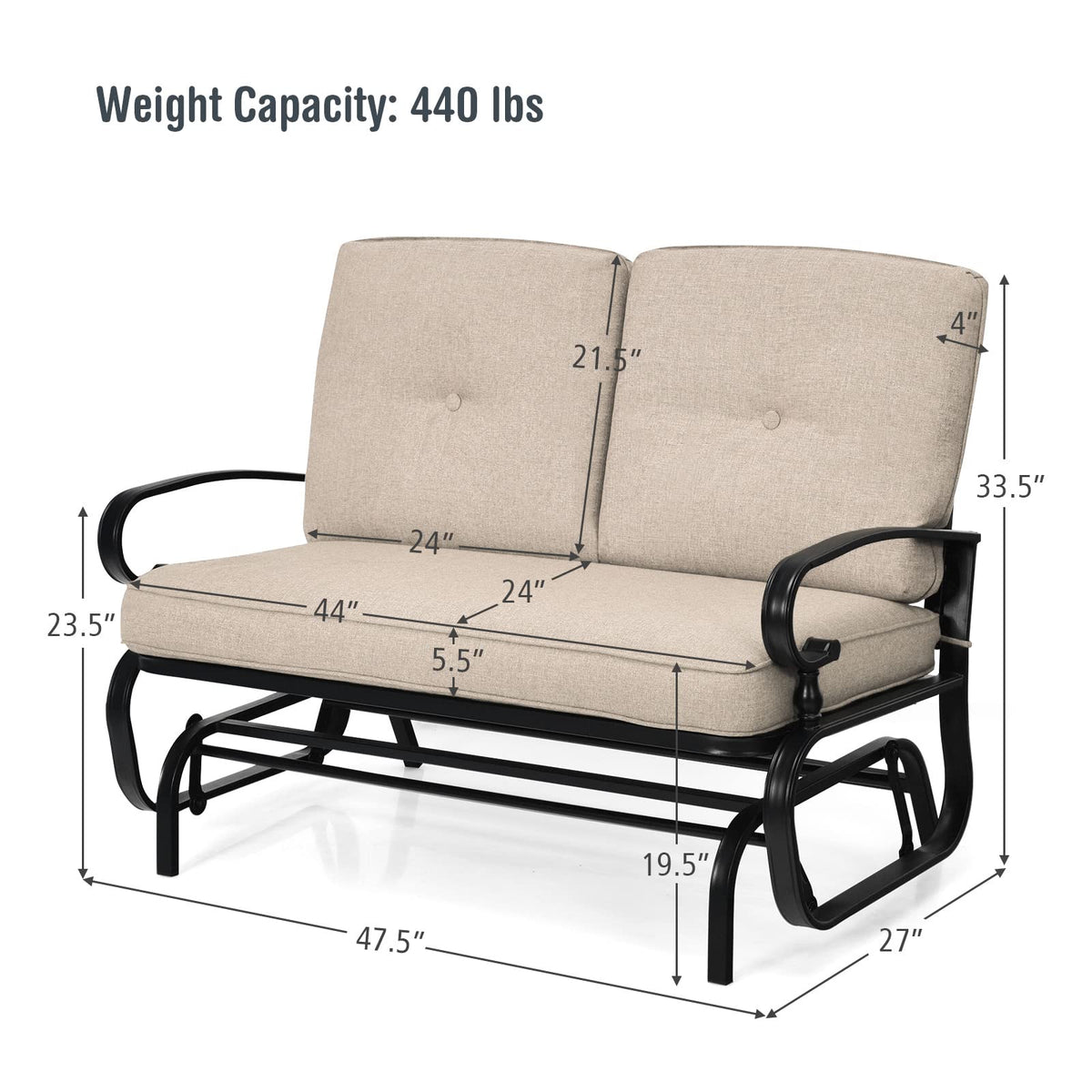Giantex wrought iron base provides solid stability on balcony and yard.