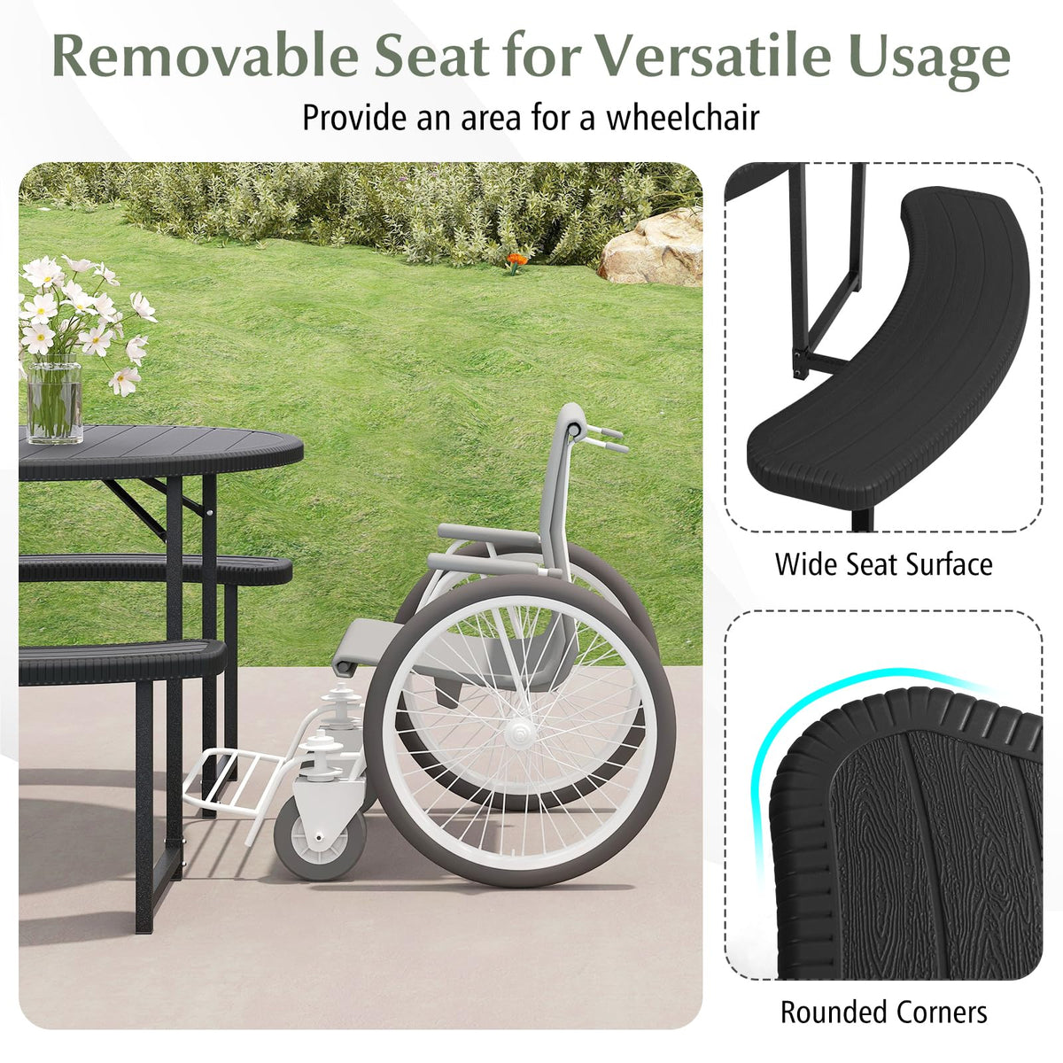 Giantex X shaped support structure enhances table stability on uneven ground