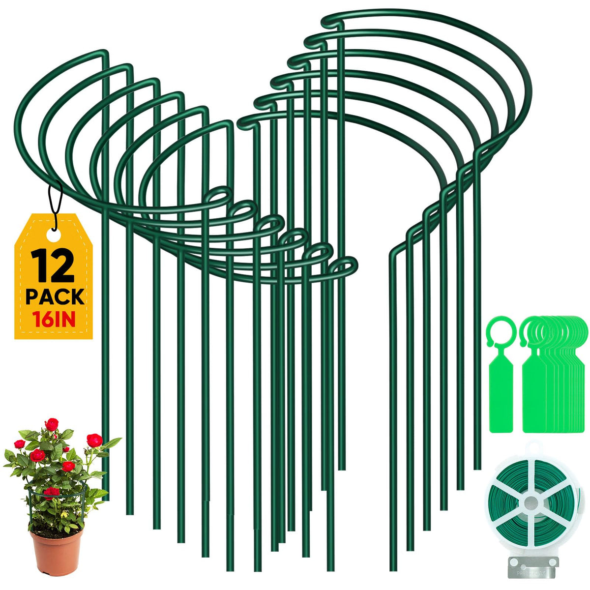 Gicare peony cage around a plant with sturdy half-round support.