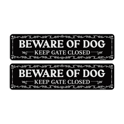 GicnKeuz Beware of Dog sign 12x3 inches for outdoor gate visibility