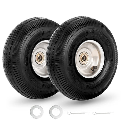 GICOOL 10-inch tire and wheel pair viewed front for quick cart replacement.