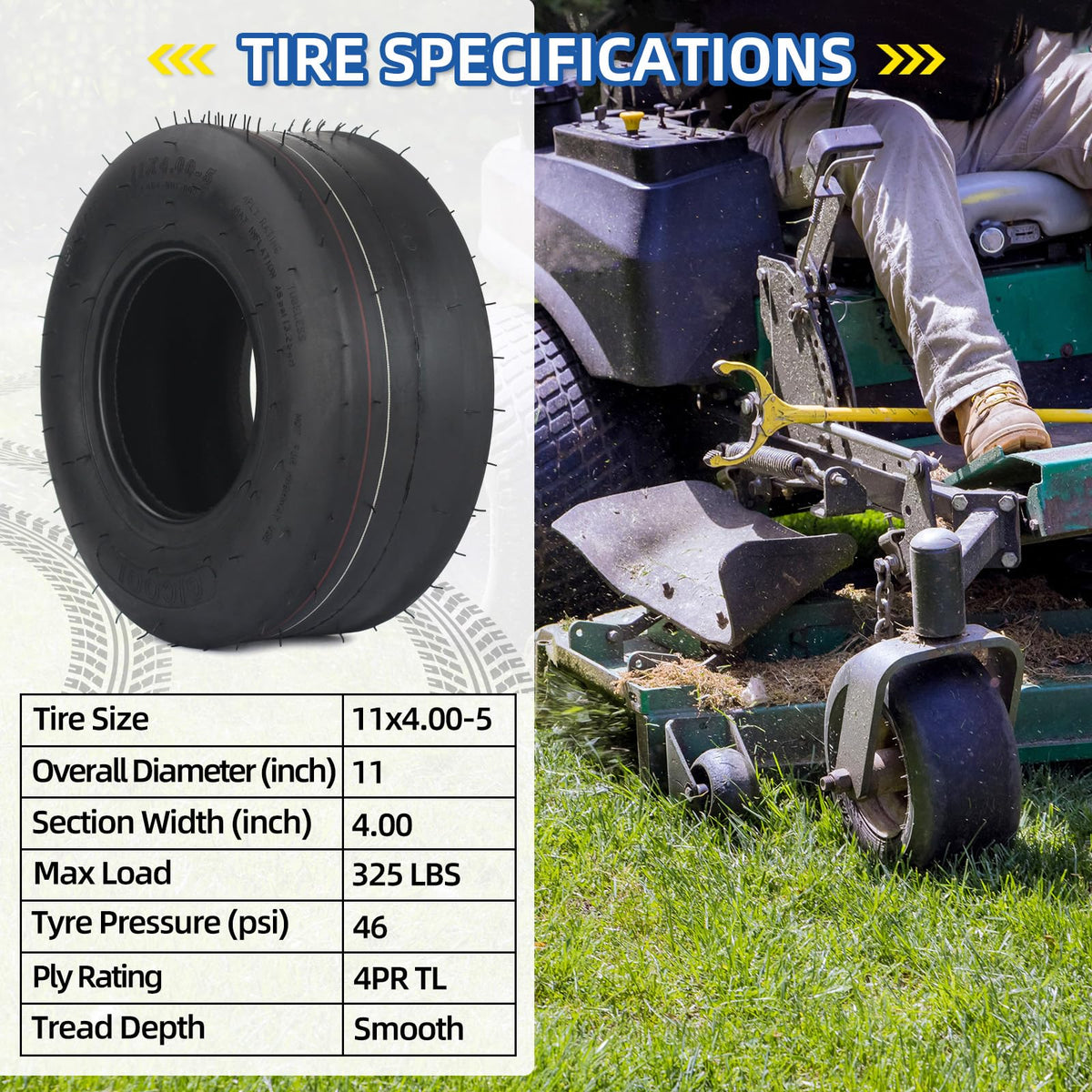 GICOOL tread detail shows smooth surface for lawn care.