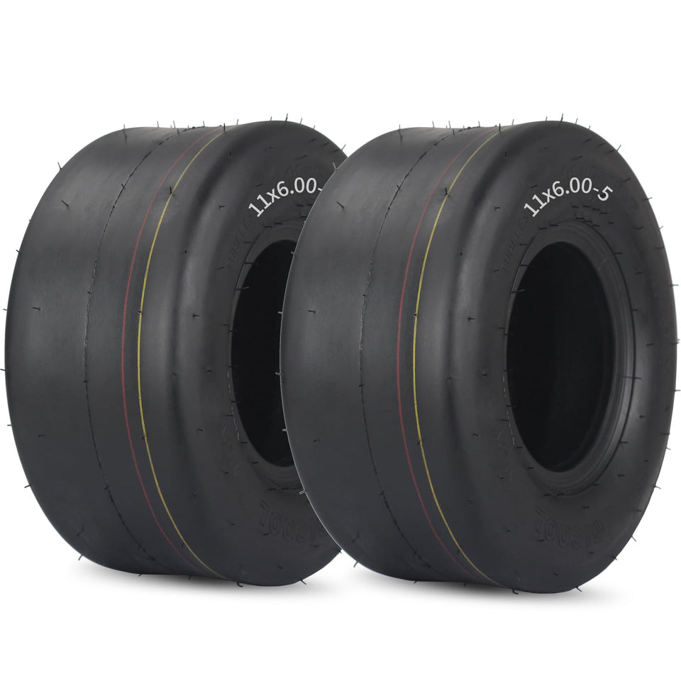 GICOOL 11x6-00-5 tubeless tire side view for riding mowers with smooth tread