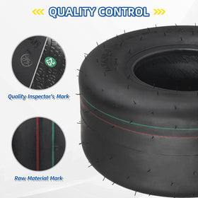 GICOOL 13x6-50-6 tubeless tire tread closeup showing wear resistance on grass