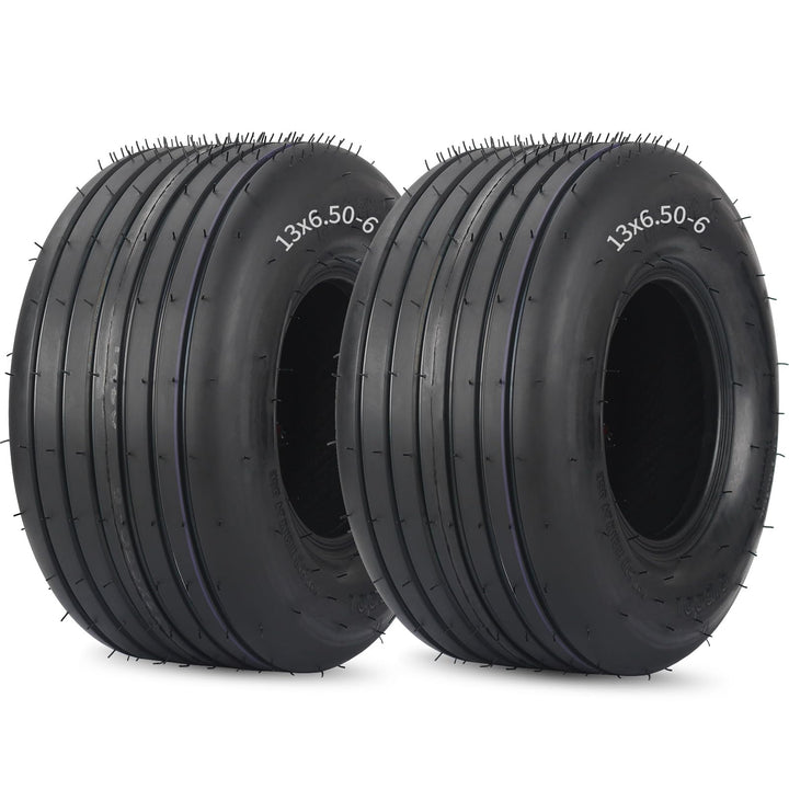 GICOOL 13x6.50-6 tubeless lawn mower tire with straight rib tread for balanced lawn grip