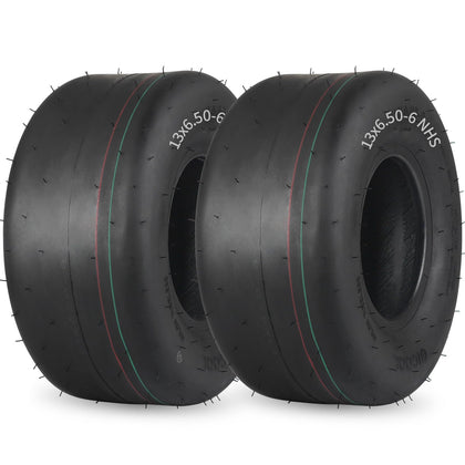 GICOOL 13x6-50-6 tubeless tire side view for riding mowers, smooth turf protection