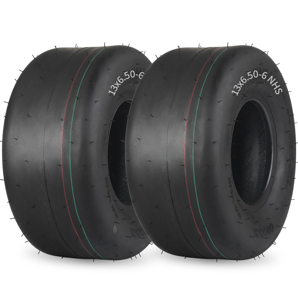 GICOOL 13x6-50-6 tubeless tire side view for riding mowers, smooth turf protection